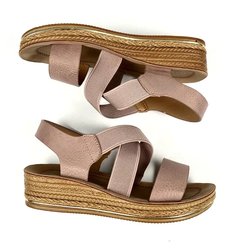 Link Comfort Girls Faux Leather Tan Strappy Sandals Size 11